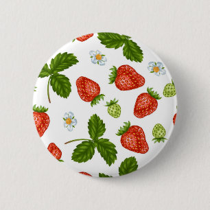 Strawberry pattern 6 cm round badge