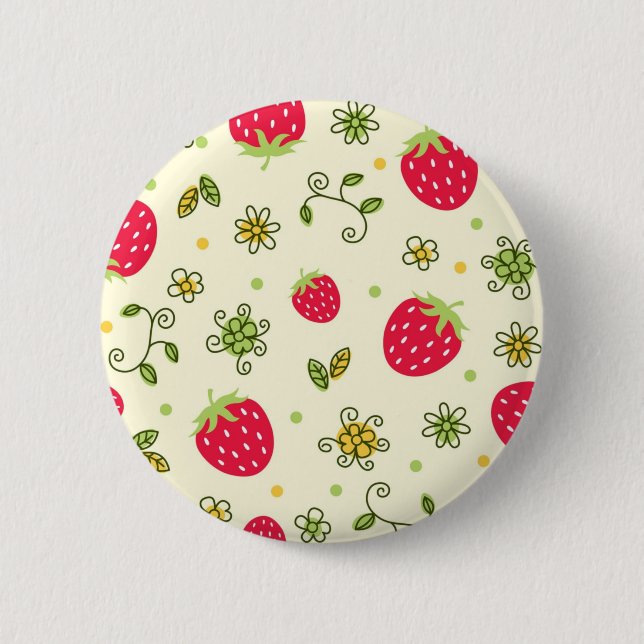 Strawberry pattern 6 cm round badge (Front)