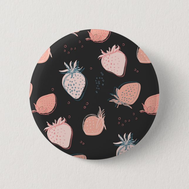 Strawberry pattern 6 cm round badge (Front)