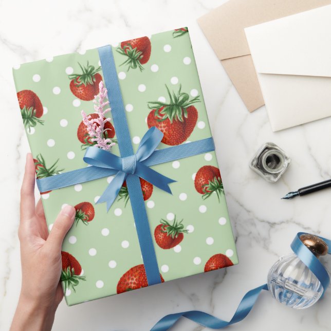 Strawberry Pattern Baby Shower  Wrapping Paper (Gifting)