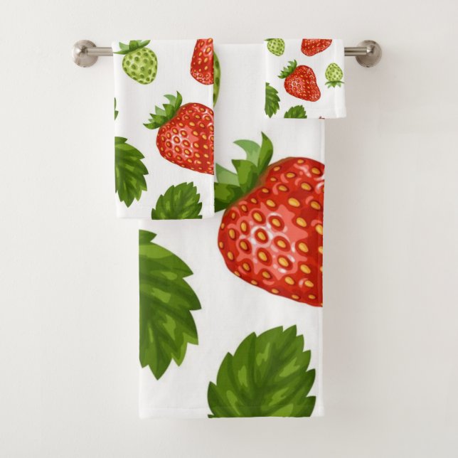 Strawberry pattern bath towel set (Insitu)