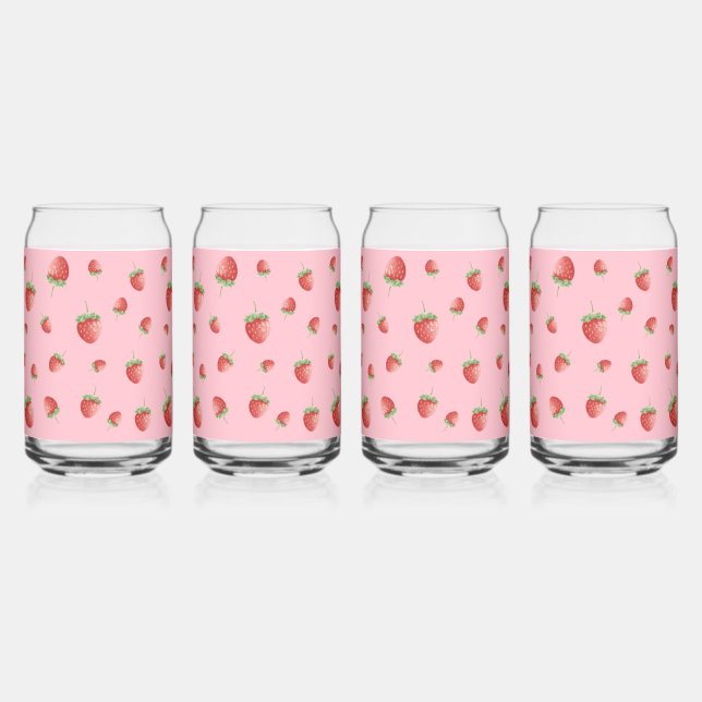 Strawberry Pattern Can Glass (Front)