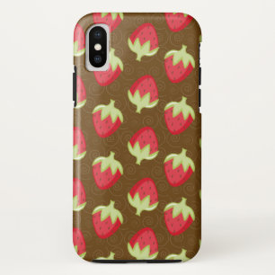 Strawberry Pattern Cell Phone Case - Brown