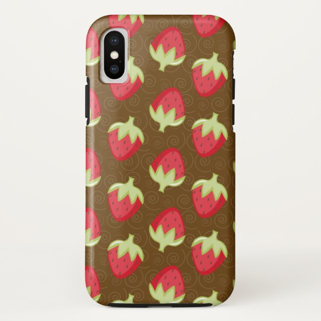 Strawberry Pattern Cell Phone Case - Brown (Back)