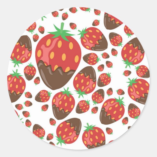 Strawberry pattern classic round sticker (Front)