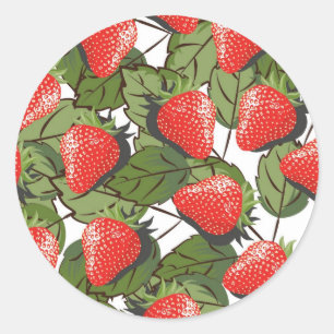 Strawberry pattern classic round sticker