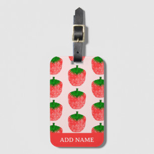 Strawberry Pattern Custom Name Luggage Tag