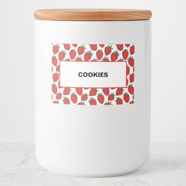 Strawberry Pattern | Cute & Fun Kitchen  Food Label (Front)