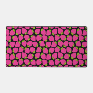 Strawberry Pattern Cute Girly Pink Desk Mat