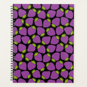 Strawberry Pattern, Dark Academia Goth Purple Planner