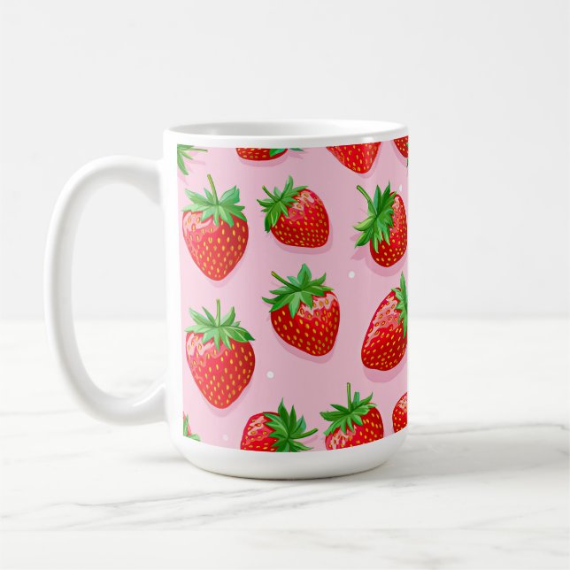 Strawberry pattern delicious yummy strawberries coffee mug (Left)