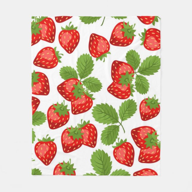 Strawberry pattern fleece blanket (Front)