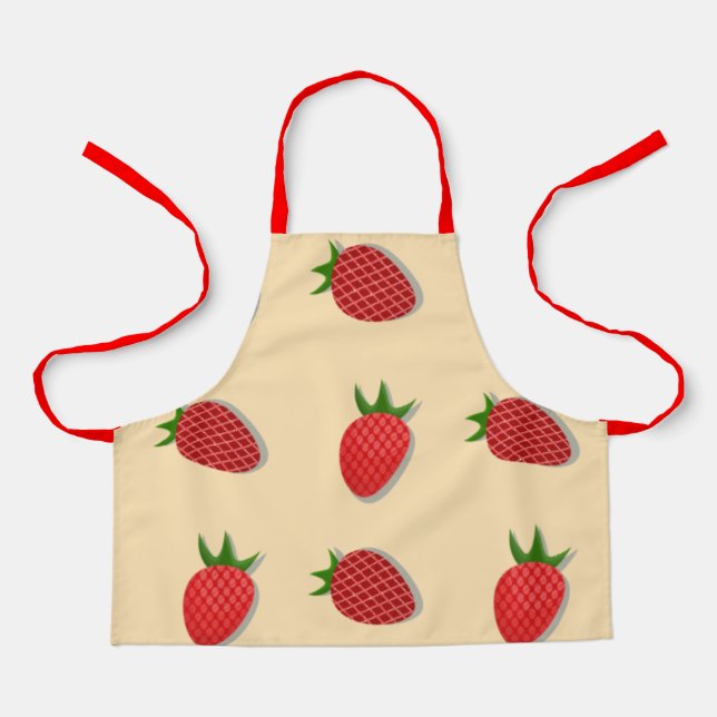 Strawberry pattern for fruit summertime good vibes apron (Front)