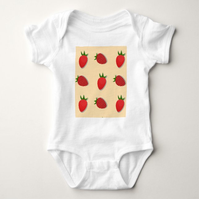 Strawberry pattern for fruit summertime good vibes baby bodysuit (Front)