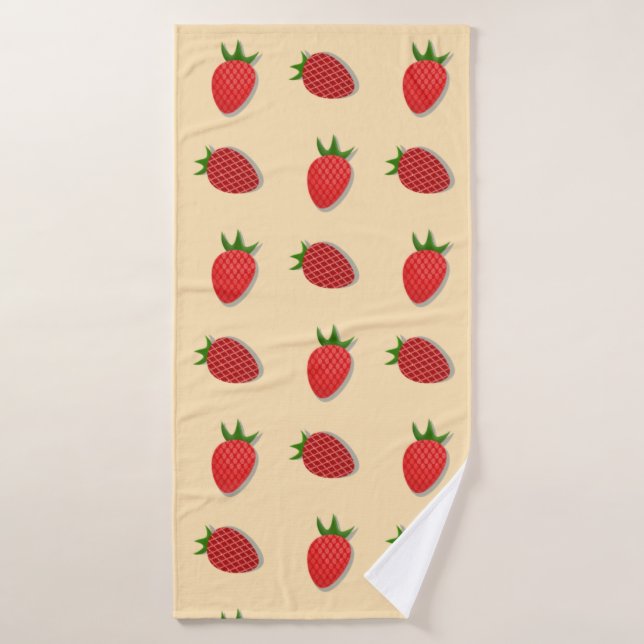 Strawberry pattern for fruit summertime good vibes bath towel (Bath Towel)