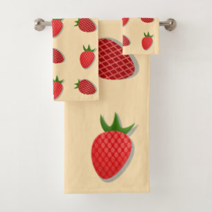 Strawberry pattern for fruit summertime good vibes bath towel set