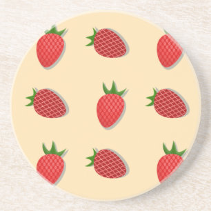 Strawberry pattern for fruit summertime good vibes coaster