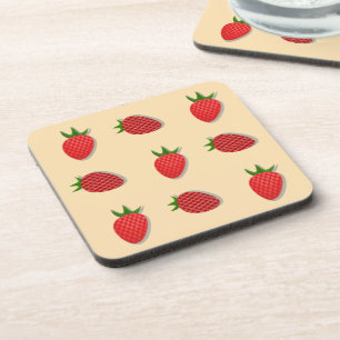 Strawberry pattern for fruit summertime good vibes coaster