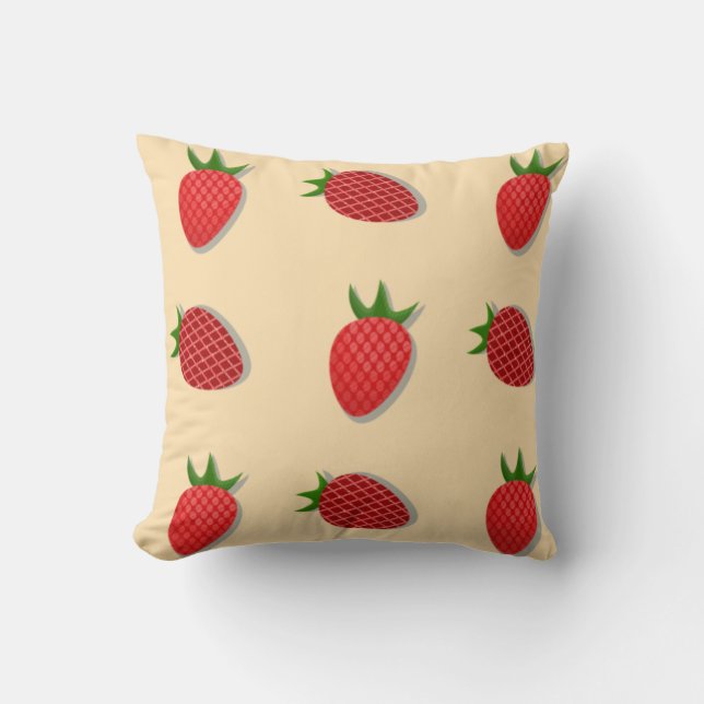 Strawberry pattern for fruit summertime good vibes cushion (Front)