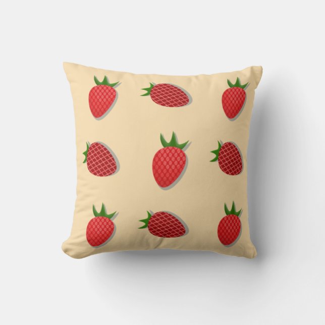 Strawberry pattern for fruit summertime good vibes cushion (Front)
