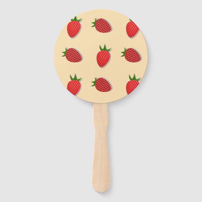Strawberry pattern for fruit summertime good vibes hand fan (Front)