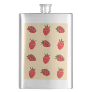 Strawberry pattern for fruit summertime good vibes hip flask