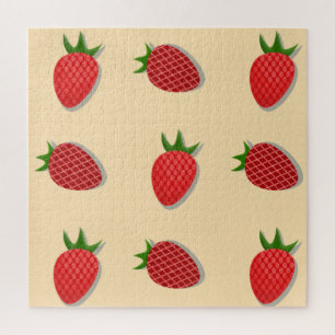 Strawberry pattern for fruit summertime good vibes jigsaw puzzle