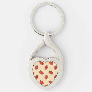 Strawberry pattern for fruit summertime good vibes key ring