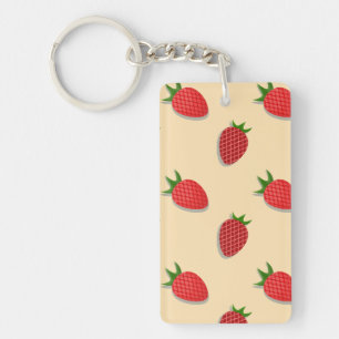Strawberry pattern for fruit summertime good vibes key ring