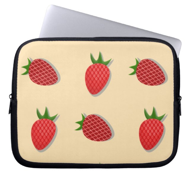 Strawberry pattern for fruit summertime good vibes laptop sleeve (Front)