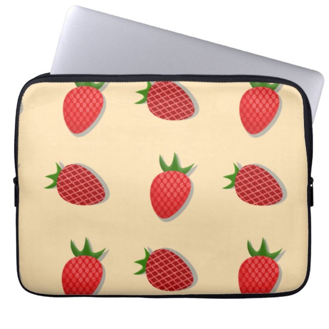 Strawberry pattern for fruit summertime good vibes laptop sleeve (Front)