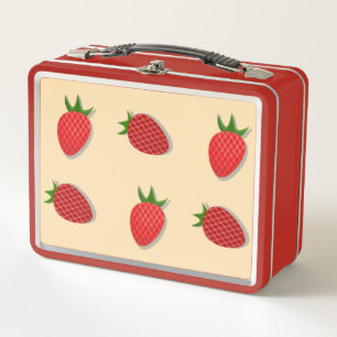 Strawberry pattern for fruit summertime good vibes metal lunch box