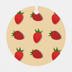 Strawberry pattern for fruit summertime good vibes metal tree decoration