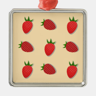 Strawberry pattern for fruit summertime good vibes metal tree decoration