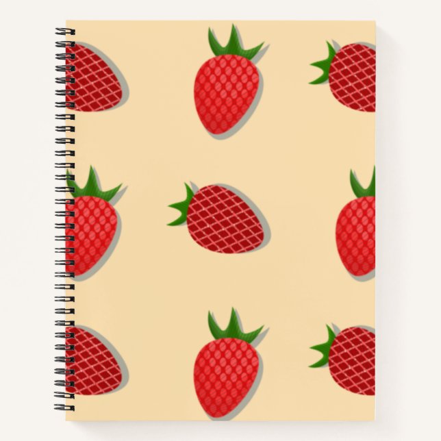 Strawberry pattern for fruit summertime good vibes notebook (Front)