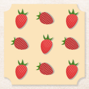 Strawberry pattern for fruit summertime good vibes paper coaster