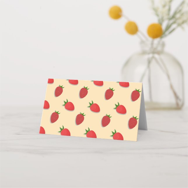 Strawberry pattern for fruit summertime good vibes place card (Front)