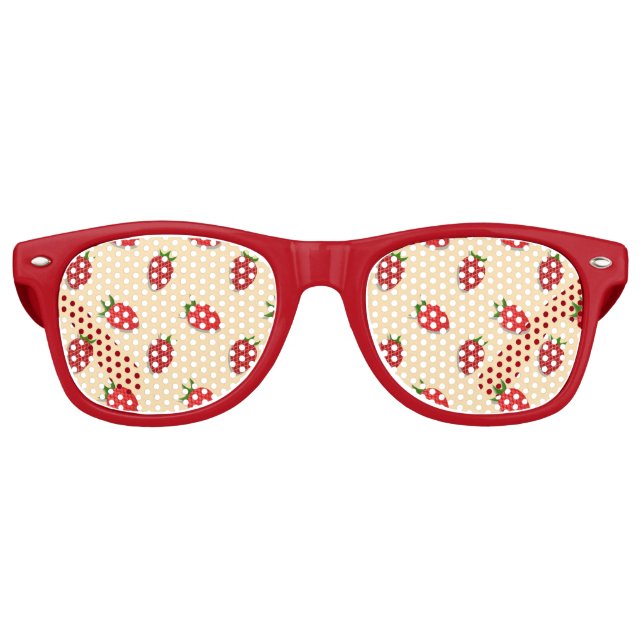 Strawberry pattern for fruit summertime good vibes retro sunglasses (Front)