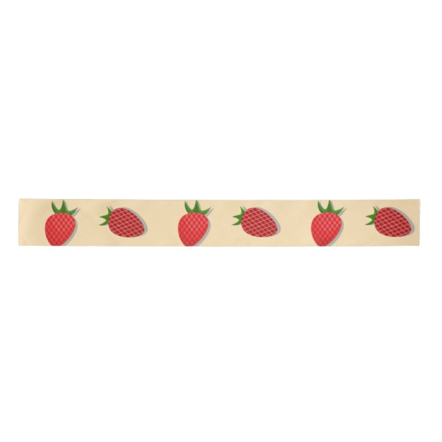Strawberry pattern for fruit summertime good vibes satin ribbon (Front)