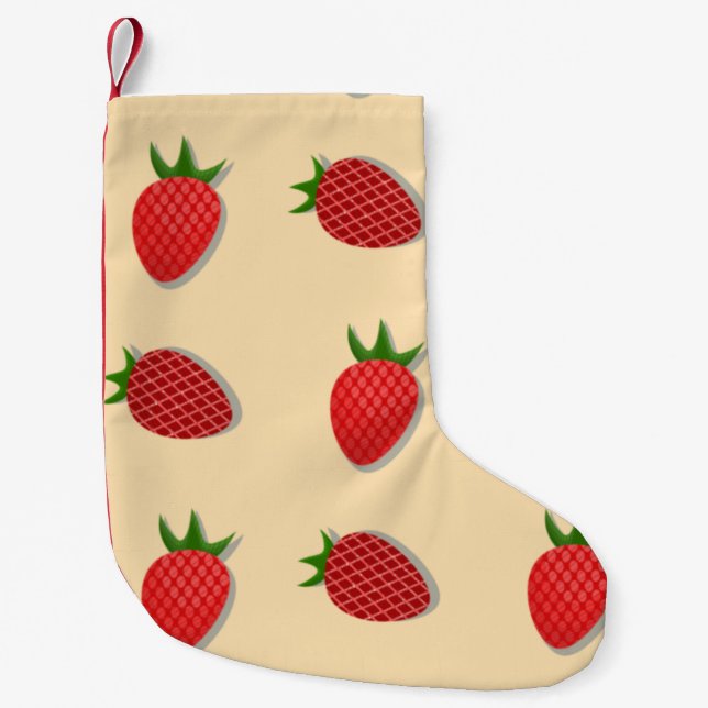 Strawberry pattern for fruit summertime good vibes small christmas stocking (Front)