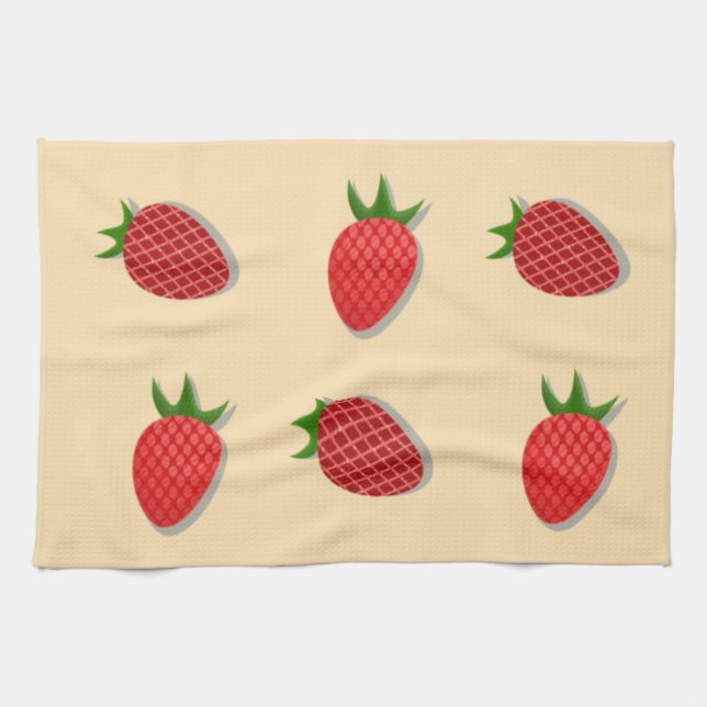 Strawberry pattern for fruit summertime good vibes tea towel (Horizontal)