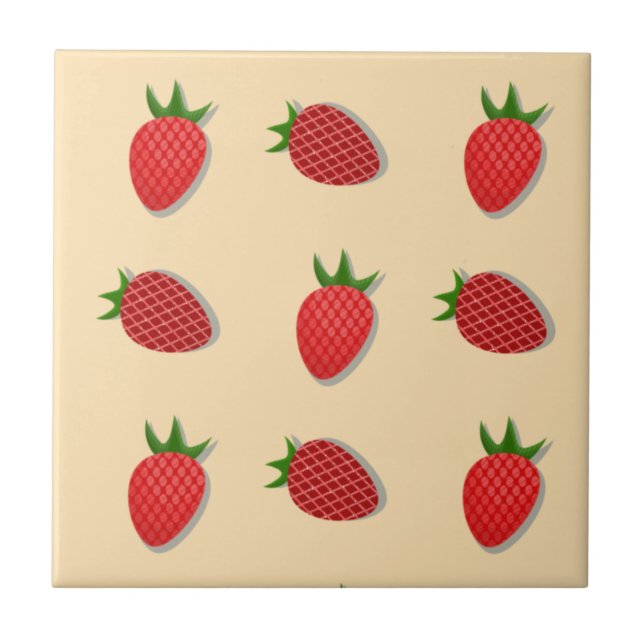 Strawberry pattern for fruit summertime good vibes tile (Front)