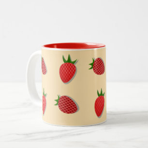Strawberry pattern for fruit summertime good vibes Two-Tone coffee mug