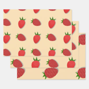 Strawberry pattern for fruit summertime good vibes wrapping paper sheet