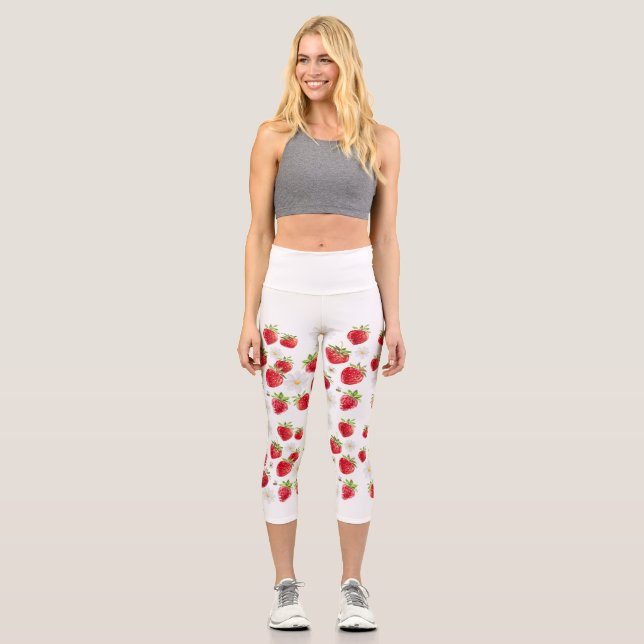Strawberry Pattern, Funky Yoga Pants (Front)