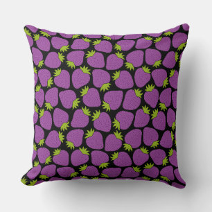 Strawberry Pattern Halloween Purple Cushion