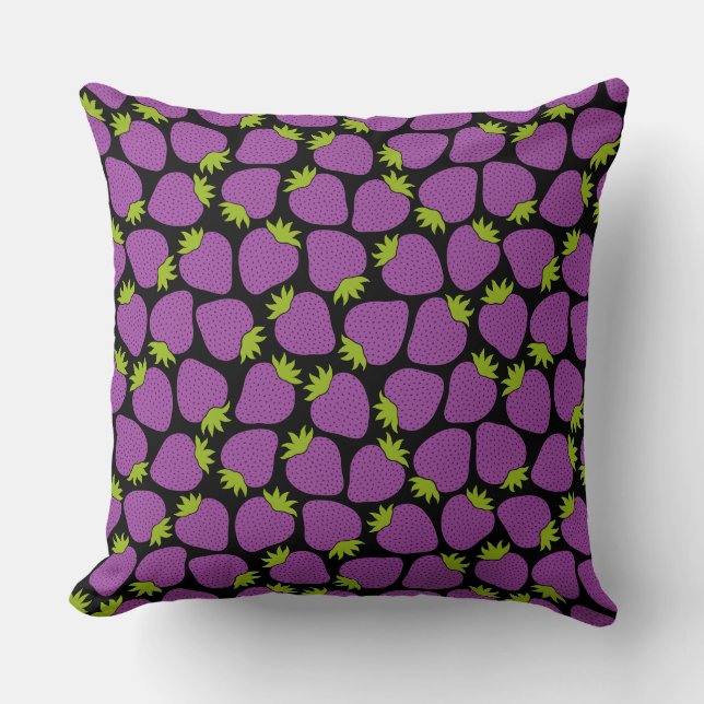Strawberry Pattern Halloween Purple Cushion (Front)