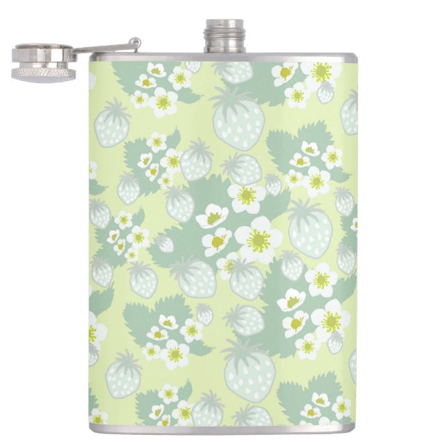 Strawberry pattern hip flask (Opened)