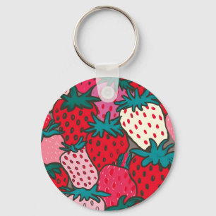 Strawberry Pattern Key Ring