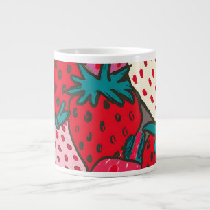 Strawberry Pattern Large Coffee Mug
